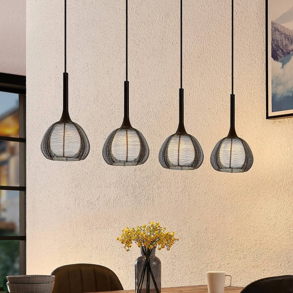 Lucande Pendelleuchte Tetira (Modern) in Schwarz aus Metall (4 flammig, E14) - Deckenlampe Esstischlampe Hängelampe Hängeleuchte Wohnzimmerleuchte
