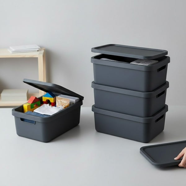 Stapelbare Aufbewahrungsboxen mit Deckel zur Aufbewahrung von Gegenständen