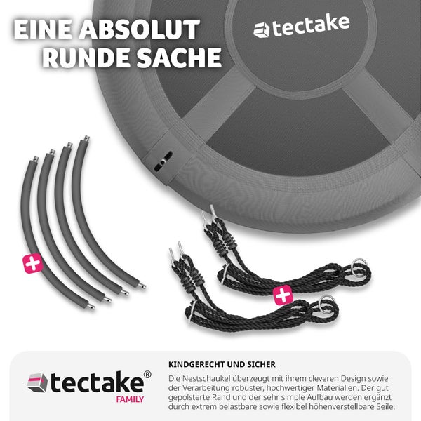 Nestschaukel tectake Swayer Textilene-Bespannung 300 kg Belastbarkeit grau/schwarz