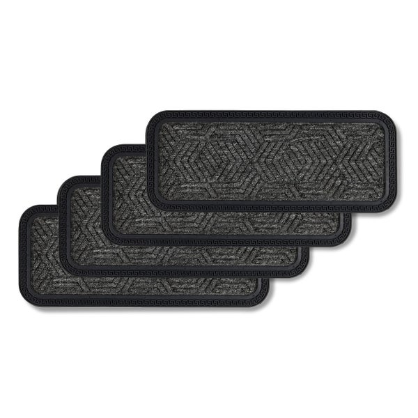 Drei Fußmatten mit geometrischem Muster und Bordüre