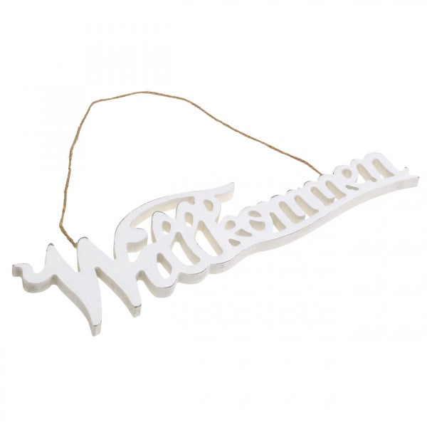 Dekoschild Willkommen mit Kordelaufhängung