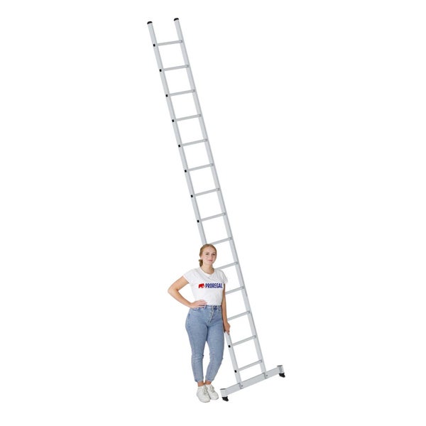 PROREGAL Sprossen-Anlegeleiter mit Traverse 14-Sprossen