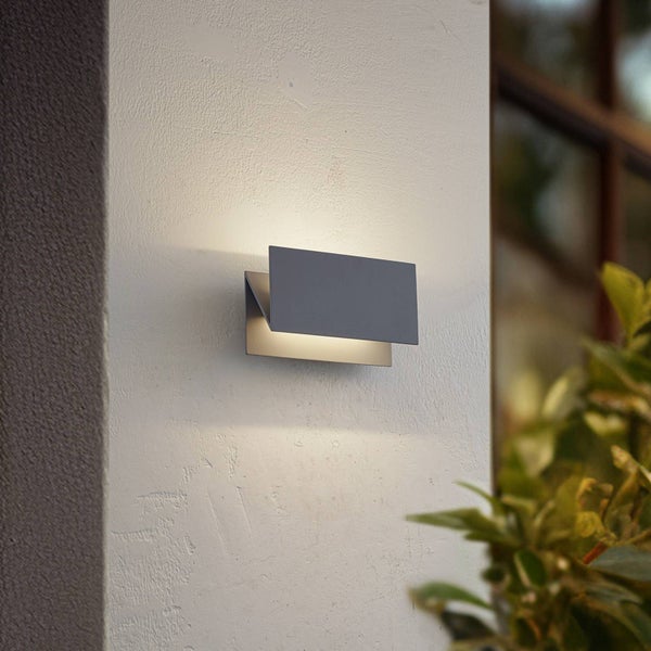 Lucande LED Wandleuchte außen Meja (spritzwassergeschützt (Modern) in Alu (2 flammig, ) - Außenwandleuchten Wandlampe Led Außenlampe Outdoor für Außenwand/Hauswand Haus Terrasse &