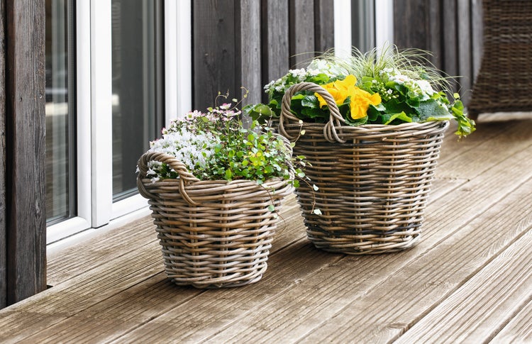 FRANK FLECHTWAREN | Pflanzkorb Rattan, klein, RATTAN, ca. Ø 30 x 23 cm