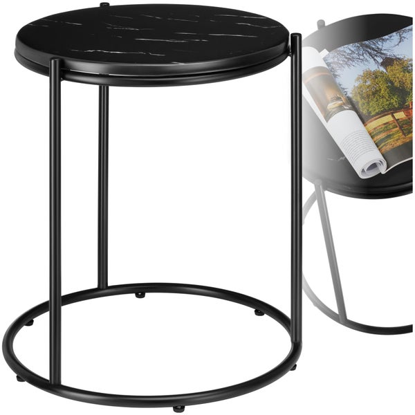 Beistelltisch tectake Ellsa 43 x 43 x 50,5 cm hochwertige Marmorplatte schwarz/schwarz