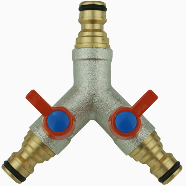 Y-Verteiler für den Garten mit zwei Absperrhähnen