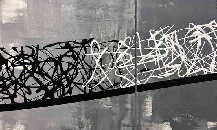 Das schöne Bild -Flowing Contrast- 210x80x2 cm handgemaltes Unikat