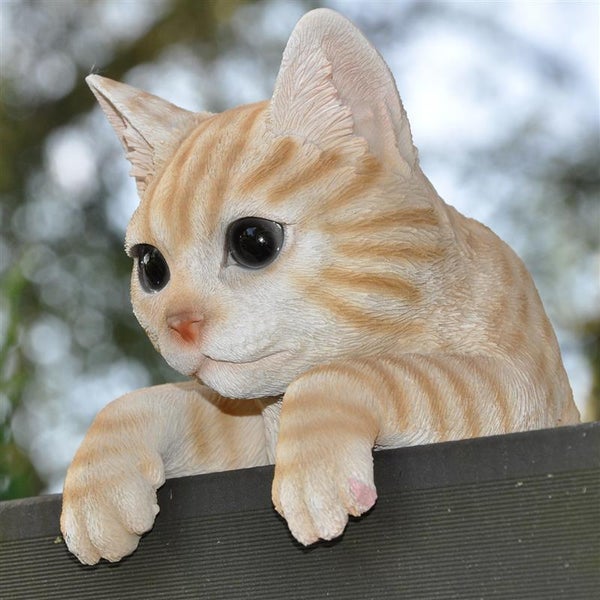 Gartenfigur Dekofigur Katze für Zaun und Trennwand