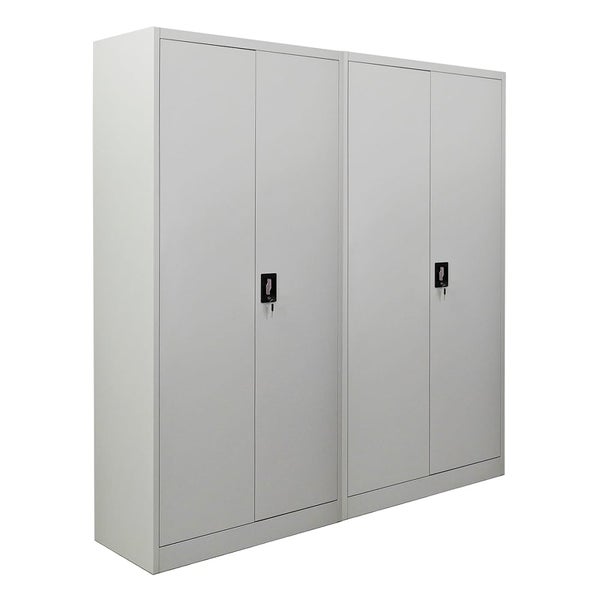 PROREGAL Mega Deal 2x Flügeltürenschrank ELEPHANT HxBxT 185 x 90 x 40 cm 4 Fachböden Lichtgrau