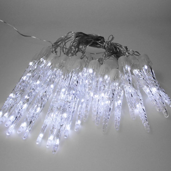 ECD Germany LED Eiszapfen Lichterkette Kaltweiß 72 LEDs Zapfen, Vorhang 6,9m + 5m Zuleitung, 8 Leuchtmodi + Timer, Wasserdicht IP44 Außen, Eiszapfenkette Eisregen Weihnachtsbeleuchtung Weihnachtsdeko