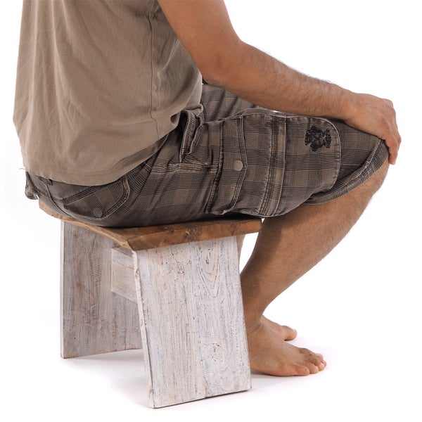 Hocker SCHEMEL 40 Mahagoni Massivholz 05 weiß-natur