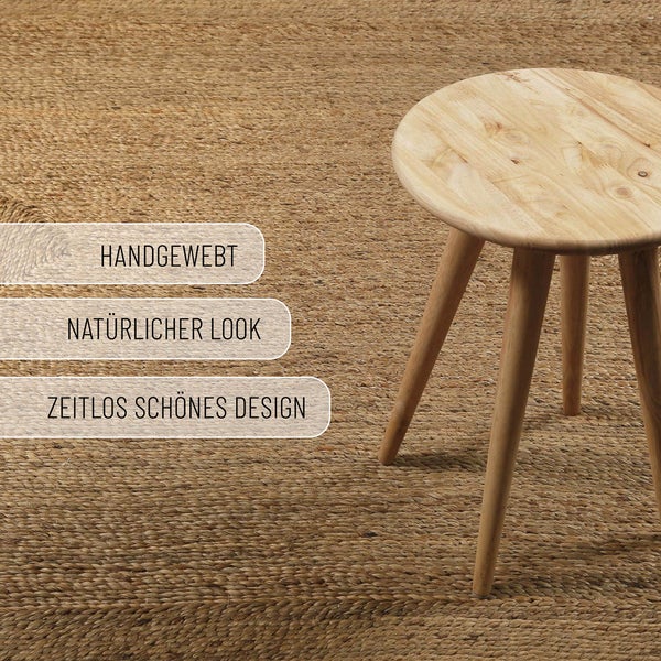 Collins Jute-Teppich – schwer, klar, handgewebt 160x230 cm