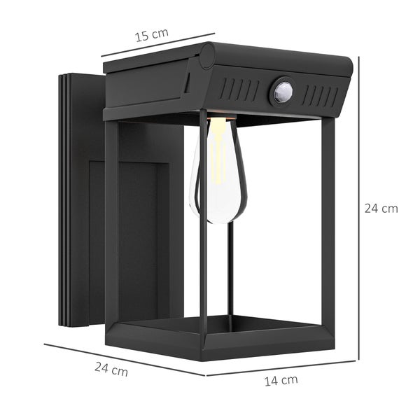 Outsunny Solar Wandleuchte, 14cm x 24cm x 24cm, ABS, Schwarz