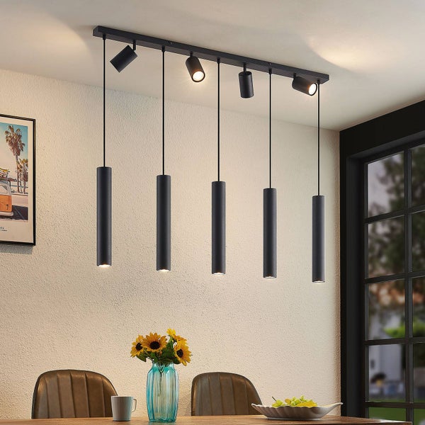 Lindby Pendelleuchte Sanad (Modern) in Schwarz aus Metall (9 flammig, GU10) - Deckenlampe Esstischlampe Hängelampe Hängeleuchte Wohnzimmerleuchte