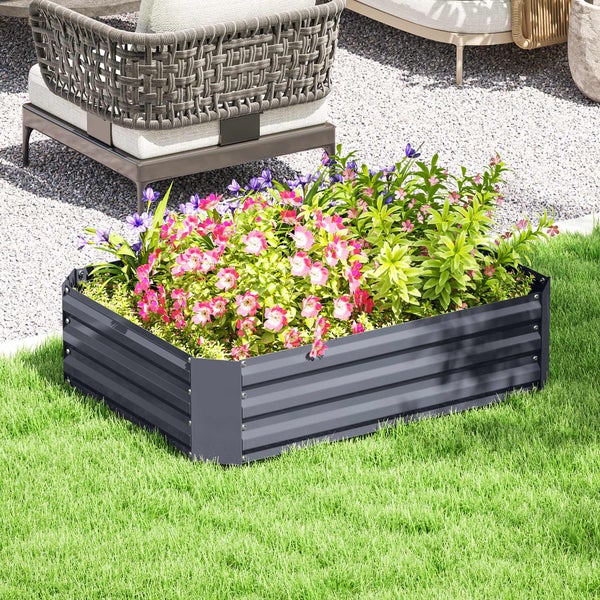 Outsunny Hochbeet aus Stahl, Pflanzbeet Frühbeet Gartenbeet Blumenkasten stapelbar, Pflanzkasten Gemüsebeet 120x90x30cm für Garten Balkon, Pflanzkübel für Blumen, Pflanzen, Gemüse