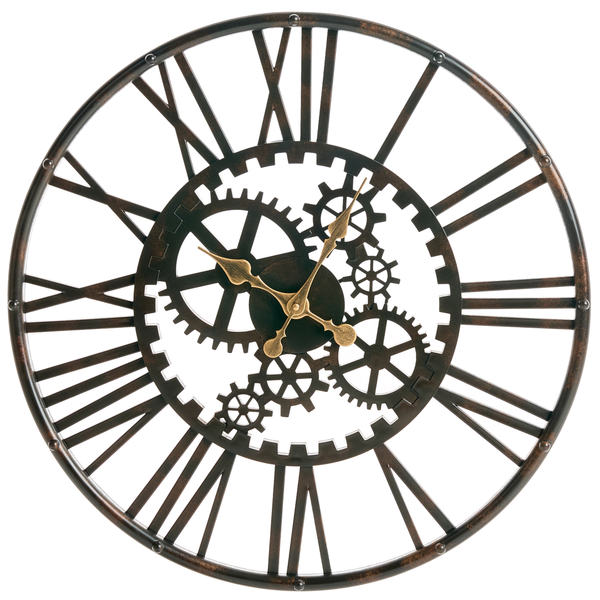 Dekorative Wanduhr mit Zahnrädern und römischen Ziffern