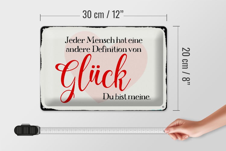 Blechschild Spruch 30x20cm jeder Mensch Glück du bist meine