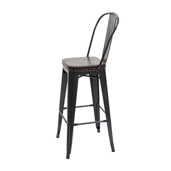 Barhocker aus Metall mit Sitzfläche aus Kunstleder