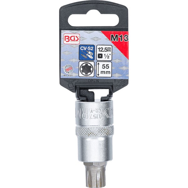 BGS Technic M13 Steckschlüssel Einsatz, 12,5 Millimeter, 1/2 Zoll, 55 Millimeter