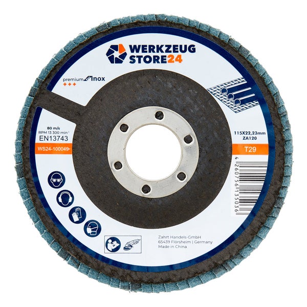 Werkzeug Store24 Fächerscheibe, 115 x 22,23 Millimeter, ZA120, T29