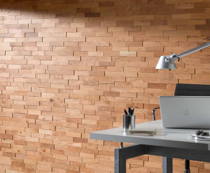 wodewa Wandverkleidung Holz 3D Optik Kirsche, geölt 1m² Wandpaneele Moderne Wanddekoration Holzverkleidung Holzwand Wohnzimmer Küche Schlafzimmer