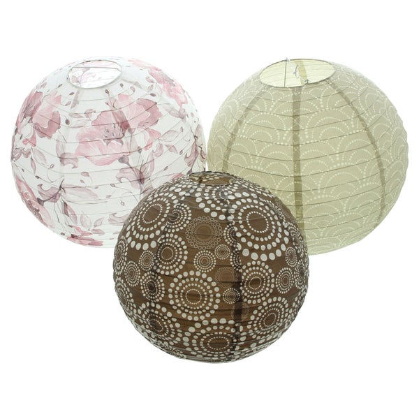 FRANK FLECHTWAREN | Lampion Harmony, 3er Set, METALL, PAPIER, Ø 30 cm, Ø 40 cm