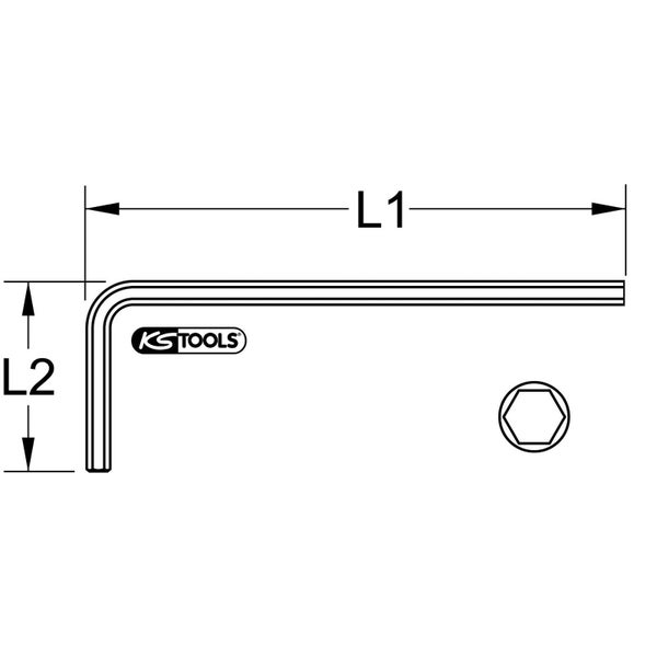 KS TOOLS Innensechskant-Winkelstiftschlüssel phosphatiert lang 12mm - 151.2712