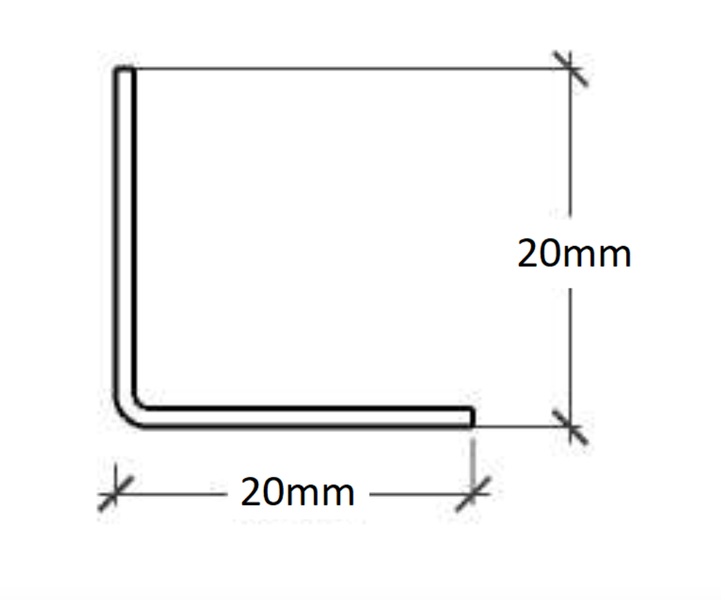 Inneneck-Li-Profil aus Edelstahl 2 cm x 2 cm x 270 cm – satiniertes Silber