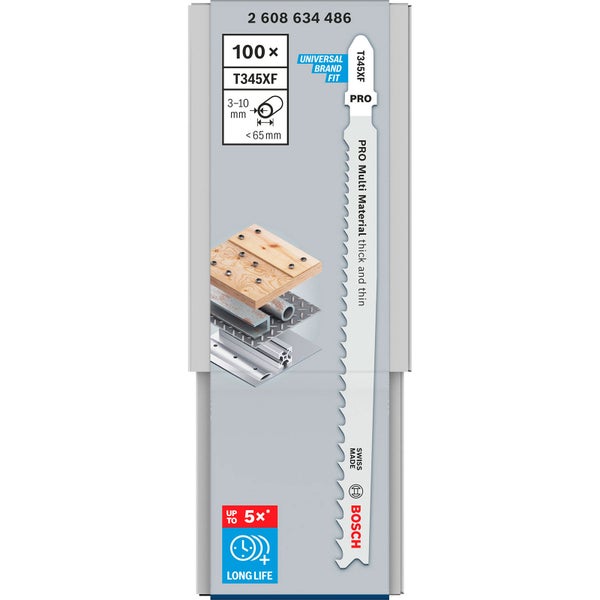 Bosch PRO Multi Material thick and thin T345XF Stichsägeblatt 132 mm 100-tlg. - 2608634486