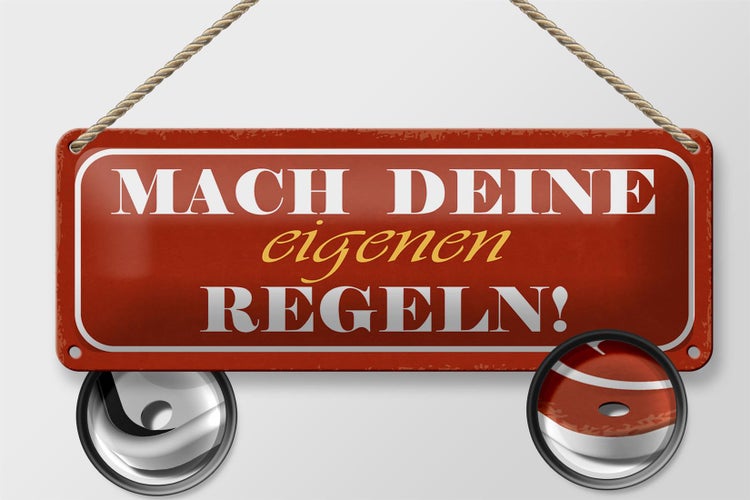 Blechschild Spruch 27x10cm mach deine eigenen Regeln Dekoration