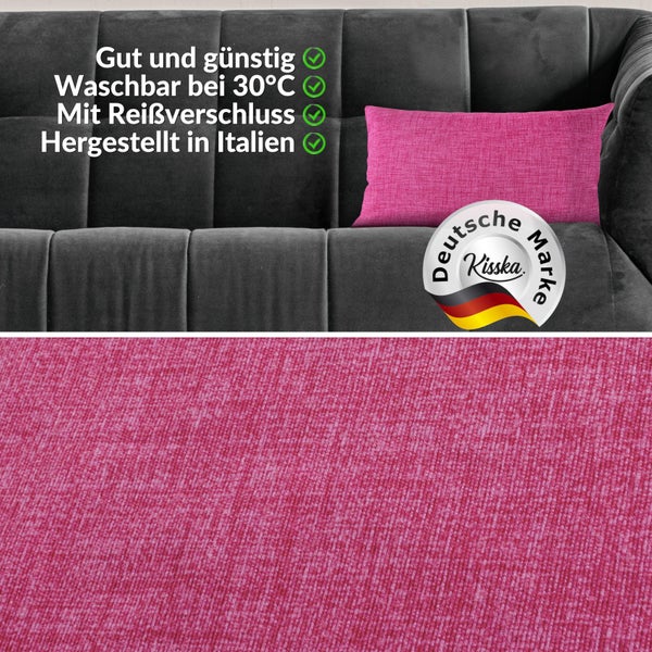 Kissenhülle Fuchsia 30x50cm mit Füllung Leinenoptik