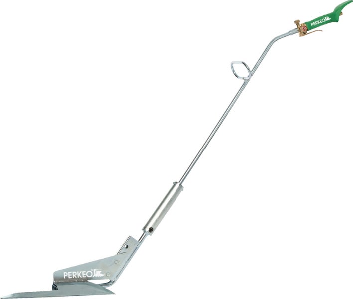 Perkeo Propan-Schweißbrenner für Dachdecker mit langem Stiel und flachem Brennerkopf.