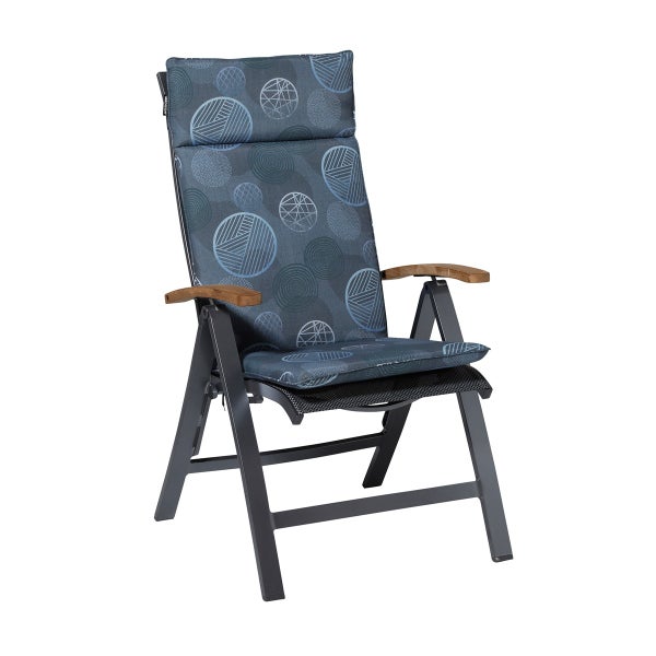 Hochlehnerauflage Circle blau - Ca. 120x50 cm - 4er-Set