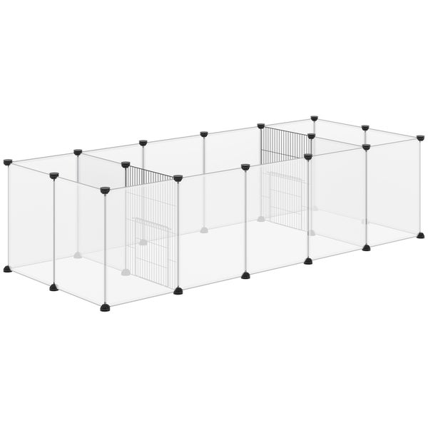 PawHut Kleintiergehege, 175 x 70 x 45 cm, Stahl, Weiß
