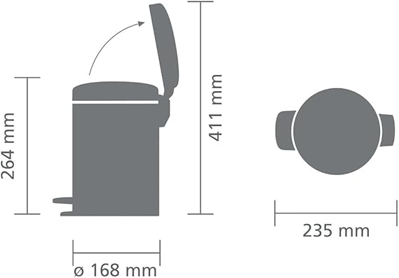 Brabantia Klassischer Tretmülleimer Mit Soft Verschluss 3 Liter HxBxT 26,4 x 16,8 x 23,5 cm Metall Weiß