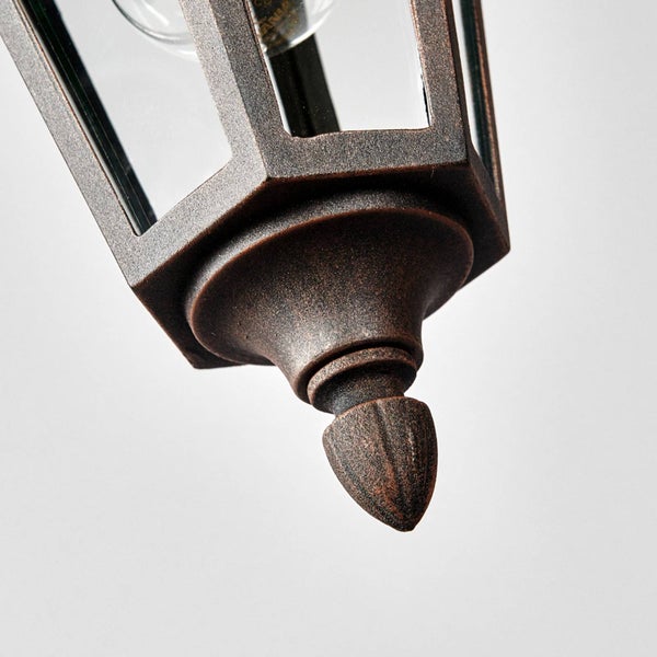 Lindby Hängelampe aussen Laterne rostbraun, Hängeleuchte spritzwassergeschützt IP44 1xE27 max. 60W ohne Leuchtmittel Aussenlampe antik Look