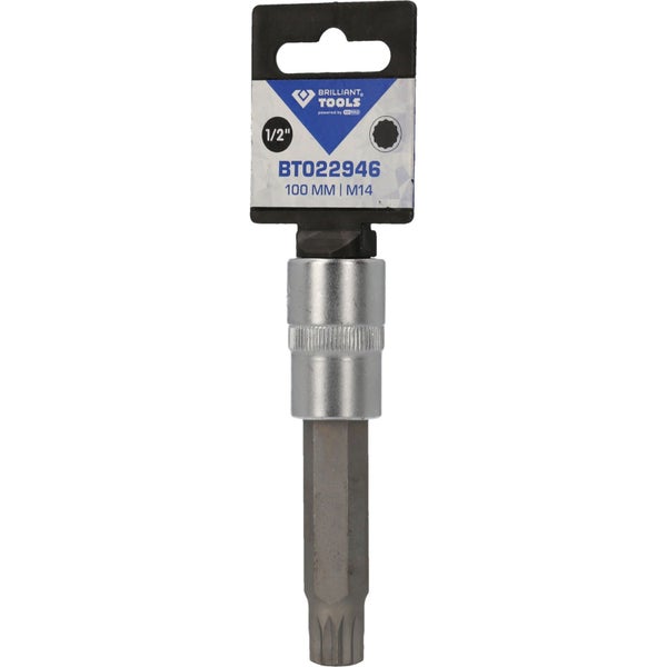 BRILLIANT TOOLS 1/2 Vielzahn-Bit-Stecknuss 100 mm lang M14 - BT022946