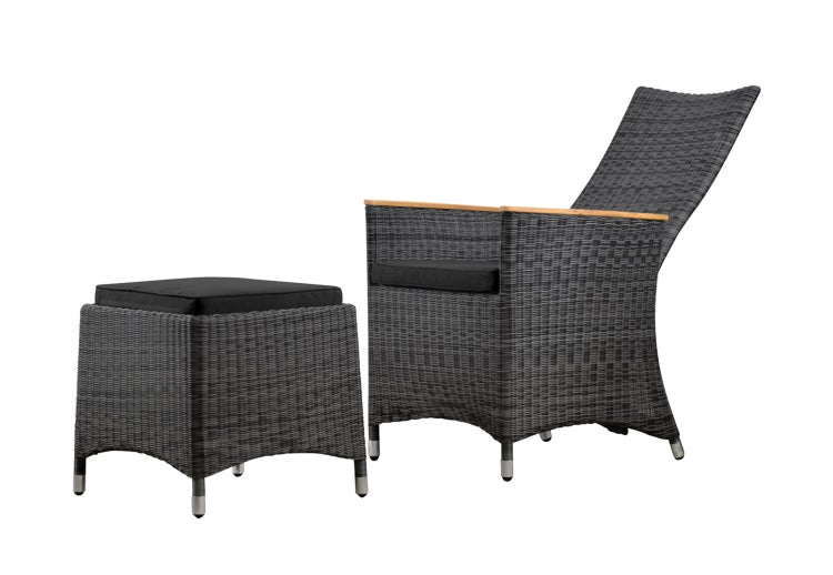 Polyrattan Hocker Gartenhocker schwarz inkl. Auflage hochwertiges Geflecht