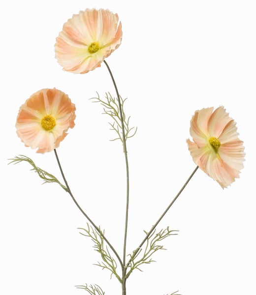 Nahaufnahme eines künstlichen Pflanzenstiels mit feinen verzweigten grünen Blättern