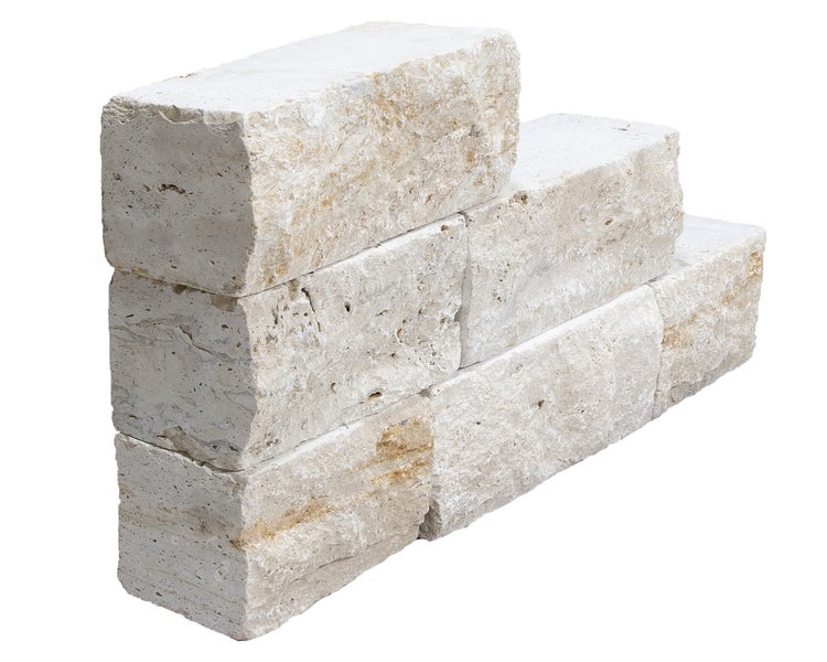 Wohnrausch Natursteine Mauerstein Travertin EXTRA LIGHT, spaltrau, getrommelt, beige, L 15-50, B 18-20, H 22,5 cm, 1 qm