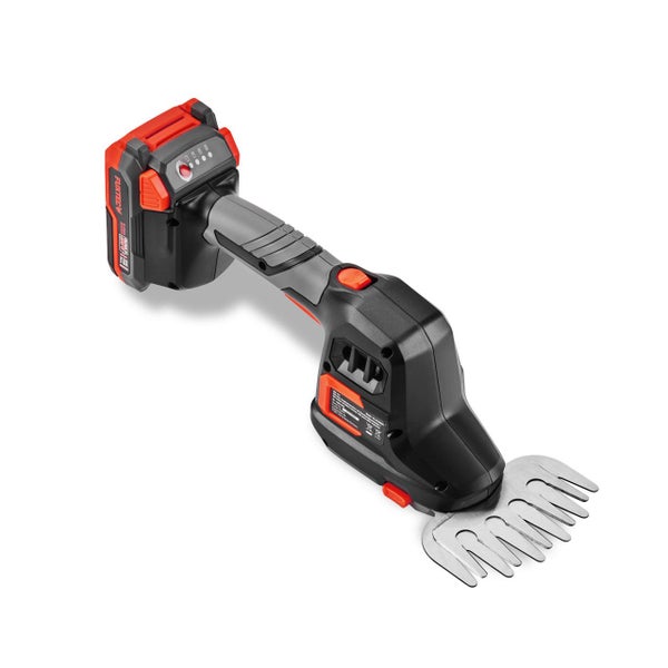 FUXTEC Akku-Grasschere mit 20 Volt Akku und Schneidaufsatz für Rasenkanten.