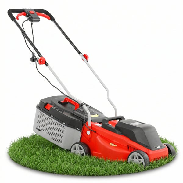 Elektrorasenmäher auf Rasen