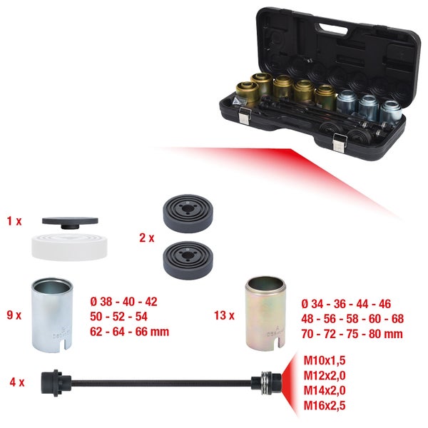 Werkzeugsatz für Kfz-Reparaturen im schwarzen Koffer