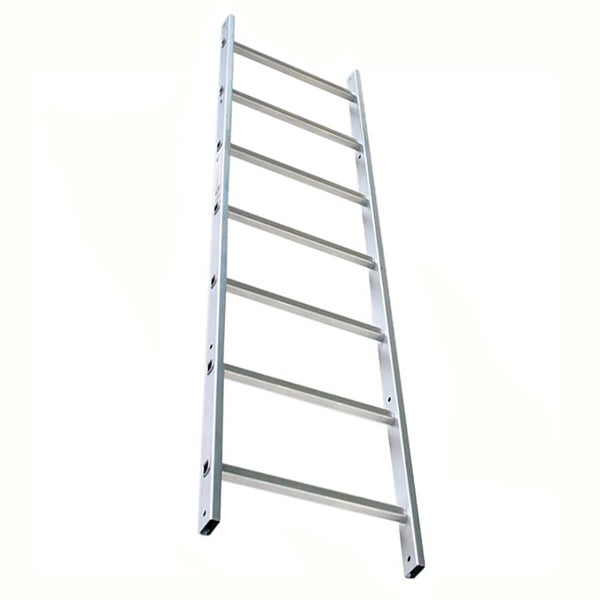 Eine Anlegeleiter aus Aluminium mit acht Sprossen für den Innen- und Außenbereich.