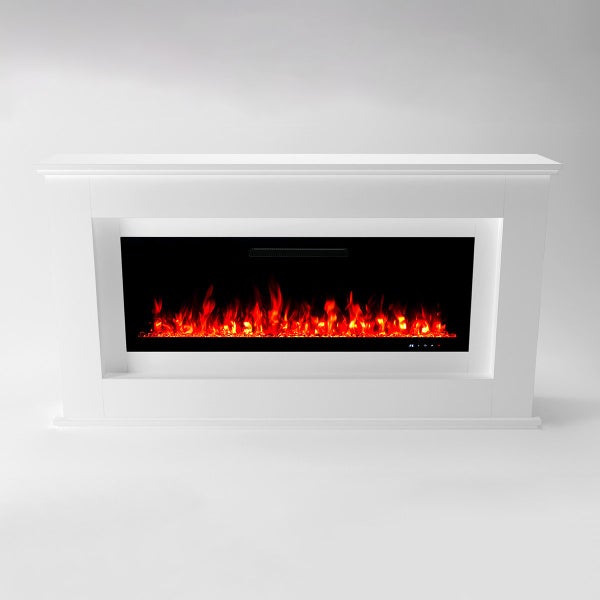 Glow Fire Elektrokamin 'Rhea' 127 | LED Standkamin in weiß mit Heizung (1500 W) | HxBxT:  97x178x33 cm