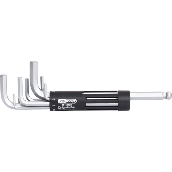 KS TOOLS 3 in 1 Innen6kant-Winkelstiftschlüssel-Satz 8tlg. lang Kugelkopf - 151.2100