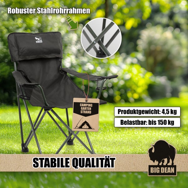 Campingstuhl mit Stahlrohrrahmen und Big Dean Logo