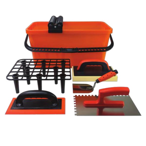 Fliesenleger Werkzeugset mit Eimer, Reibebrett, Fugbrett und Fliesenschwammbrett