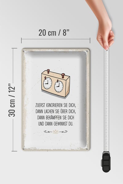 Blechschild Spruch Zuerst ignorieren dich du gewinnst 20x30cm