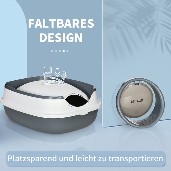 PawHut Katzenklo, 52L x 41B x 38H cm, PP, ABS, Weiß+Grau